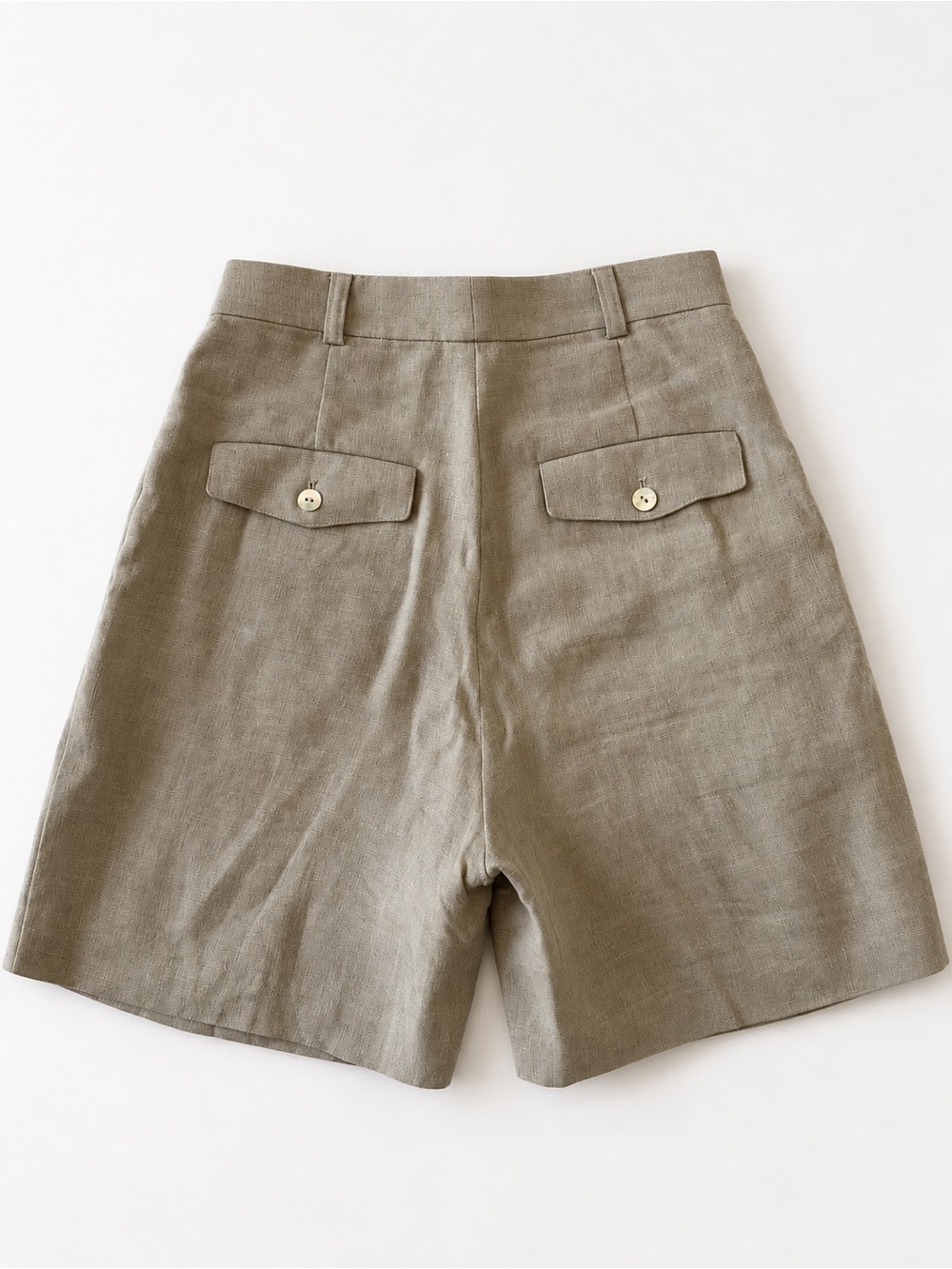 Róhe 100% Linen Pleated Bermuda Shorts Beige Size 34 - Picture 2 of 6